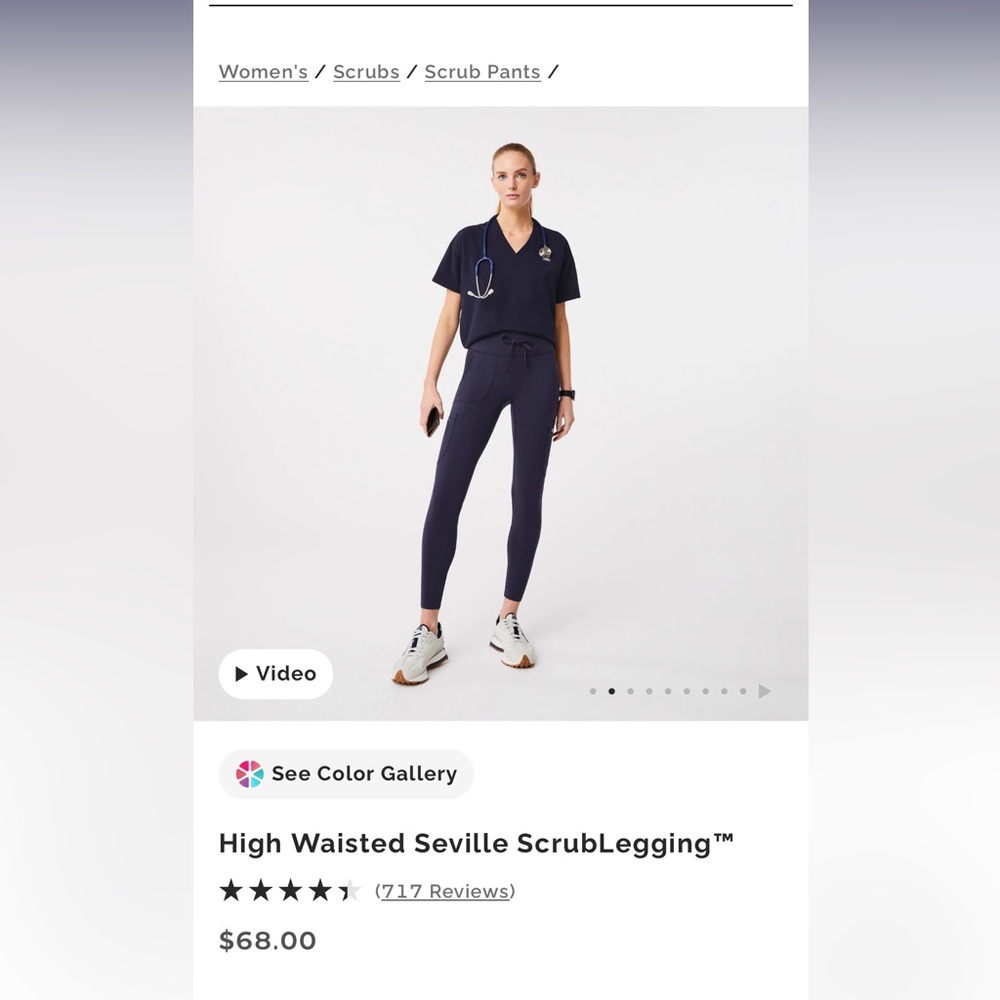 Figs Navy Blue Scrub Leggings
